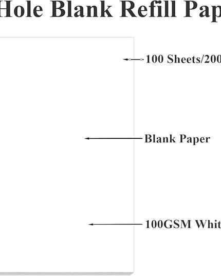 A5 Blank Refill Paper - 100 Sheets/200 Pages Loose Leaf Paper for Filofax Planner, Organizer, Binders, 7-Hole Punched, 100gsm Blank Paper, 5.8" x 8.3 "