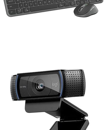 Logitech MK955 Signature Slim Wireless Keyboard and Mouse Combo, Bluetooth, Windows and Mac - Graphite + C920x HD Pro Webcam, Full HD 1080p, Works with Skype, Zoom, FaceTime, Hangouts, PC/Mac - Black
