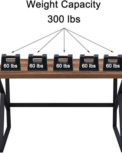 HSH Minimalist PC Desk, Industrial Home Office Desk, Sturdy Wood and Metal Desk, Rustic Vintage Oak 55 Inch Work Study Writing Desks Computer Table for Living Room Bedroom