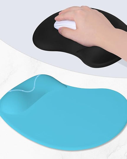 ITNRSIIET Ergonomic Mouse Pad, Cushioned Gel Wrist Rest, Non-Slip Base, Smooth Surface, Compatible with All Mice for Office & Gaming, Desk Accessory, 9.5 x 8.2 inch, Powder Blue