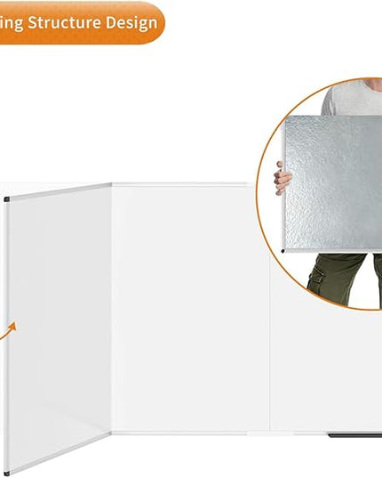 VIZ-PRO Large Magnetic Whiteboard/Foldable Dry Erase Board, 96 X 48 Inches, Wall Mounted White Board for School Office and Home 8' x 4'