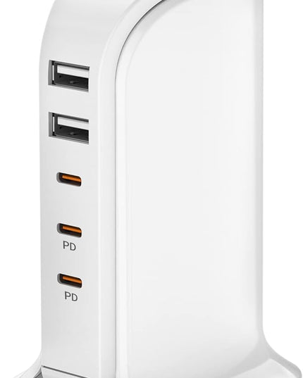 USB C Charger Block Multiport Upoy, Upgrade Charging Station with 3 Type-C PD 20W and 2 USB Ports, Desktop USB Tower Hub for Mutiple Devices, Travel/Home Power Adapter, Worldwide Compatible