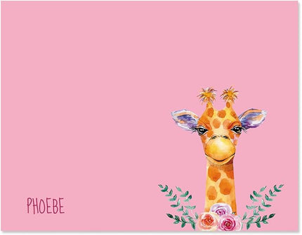 Current Mini Giraffe Personalized Note Cards - 24 Cards with White Envelopes, 4¼ x 5½ Inch Size, Blank Stationery, Add Names or Text, For Thank You Notes, Invitations, & Announcements