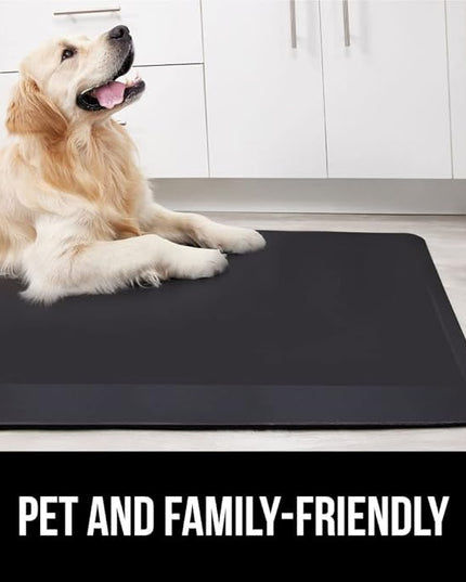 GORILLA GRIP Comfortable Cushioned Kitchen Mats for Floor, 48x20, Waterproof and Stain Resistant Soft Top, 3/4 Inch Thick Ergonomic Standing Desk Anti Fatigue Mat, Foam Supports Ankles and Feet, Black