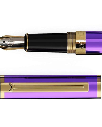 Dryden Designs Fountain Pen. Medium Nib Premium Box | 6 Ink Cartridges Included (Decadent Purple)