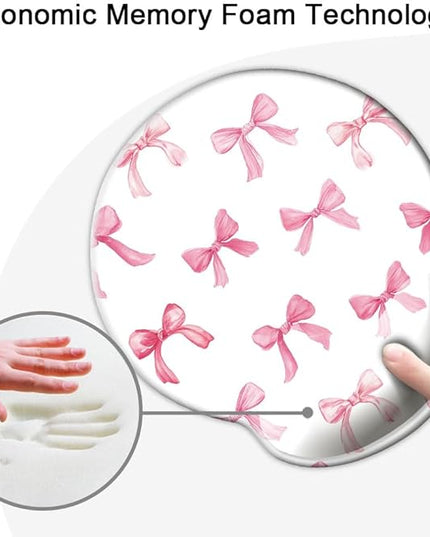 Ergonomic Mouse Pad with Wrist Support,Mouse Pad with Wrist Rest,Relieve Wrist Pain Mousepad Non-Slip Rubber Base,Mouse Pads for Desk,Computers,Laptop,Office,Home,Accessories Cute Pink Bow