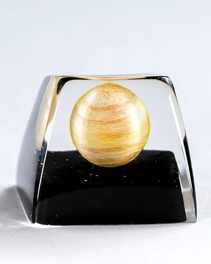 Jupiter Planet Artisan Keycap R1 SA Profile Custom Solar System Planets Keycaps 1U ESC Handmade Resin Gaming Galaxy Key Cap Cherry MX Switch Compatible Mechanical Keyboard Space Lover Gift