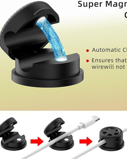 11PCS Cable Management Cord Holder Organizer, Magnetic Cable Clips Adhesive Wire Keeper, Under Desk for Bedside Nightstand Table Desktop USB Wall Car Office Workspace Accessories (Black)