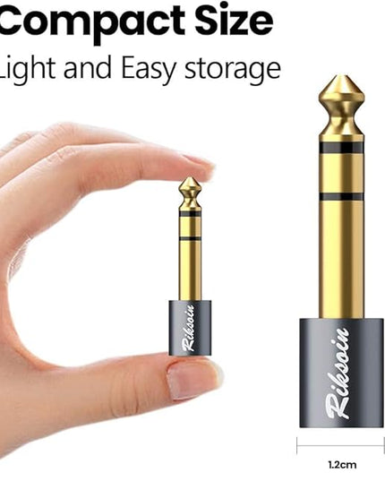 RIKSOIN Headphone Adapter, 2-Pack 6.35mm (1/4 Inch) Male to 3.5mm (1/8 Inch) Female Stereo Audio Adapter [Gold Plated, Hi-Fi Sound] for Amp Adapter, Guitar, Digital Piano, Microphones, Speaker