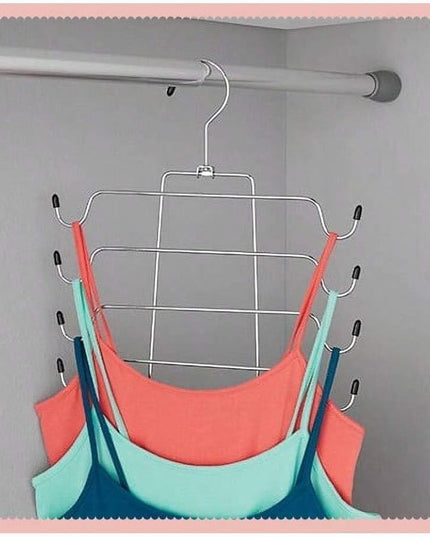 Space Saving Metal Folding Vest Bra Hanger, Heavy Duty Adult Closet Organizer, Multi-Tier Design