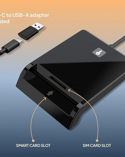 Contact Smart Card CAC Reader USB C & A, DOD Military USB Common Access CAC Reader Military, Compatible with Windows, Mac OS, Linux, CCID ISO7816, Rohs, CE Certified