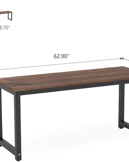 Tribesigns Computer Desk, 63 inch Large Office Desk Computer Table Study Writing Desk Workstation for Home Office, Rustic Brown