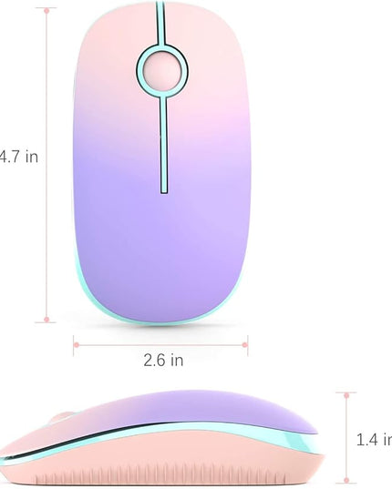 VssoPlor Wireless Mouse, 2.4G Slim Portable Computer Mice with Nano Receiver Quiet Silent Optical Laptop Mouse for Notebook, PC, Laptop, Computer-Pink to Purple