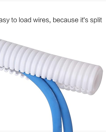 Alex Tech 100ft - 1/2 inch Split Wire Loom Tubing - White