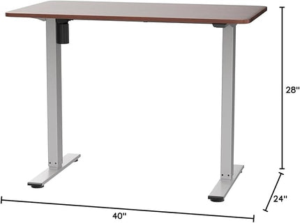 FLEXISPOT EN1 One-Piece Standing Desk with 1-Inch Thick Seamless Desktop, 40"x24" Electric Height Adjustable Desk for Home Office, Multi-Monitor Setups & Easy Assembly, Mahogany