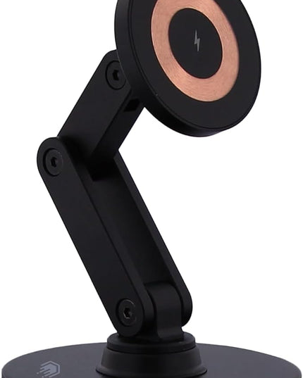 ClikDock Cell Phone Magnetic Wireless Charger Stand, 360° Spin, Aluminum Construction, Compatible with MagSafe Phones for iPhone & Andriod (Black)