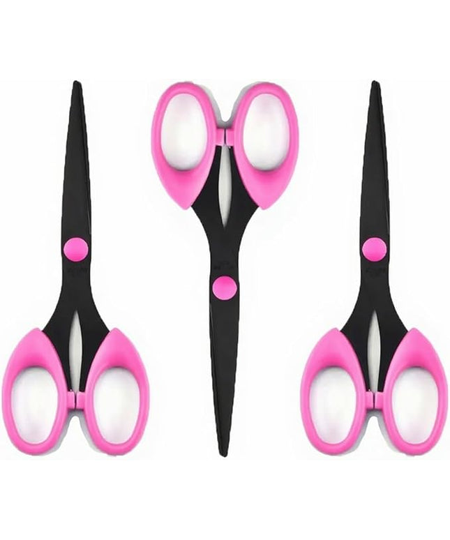 3 Pack 6.5" Multi-Purpose Scissors, Arts and Crafts Scissors,for Office, Home, School and Sewing (Pink)