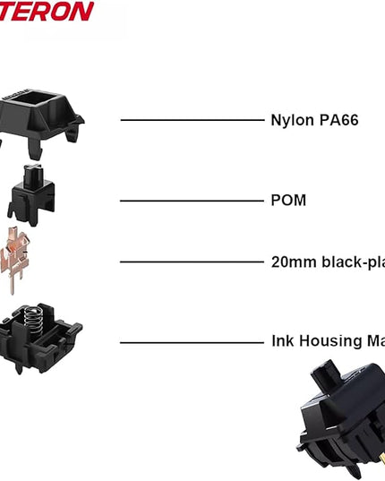 Gateron Oil King Keyboard Switches Replacement -90pack,5-pin 55gf pre-Lubed Black Plated Spring high Life Office Typing Linear switches for MX Mechanical Keyboard