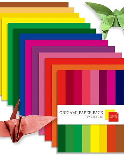 Square Origami Paper 6x6 Double Sided 50 Sheets 50 Colors 70GSM Origami Kit Japanese Chiyo Easy Fold Arts Crafts DIY Handwork Solid Color