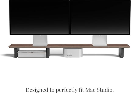 Raico Desk Cockpit Shelf Monitor Stand System Dual Screen Setup Wood Large Desk Accessory Organizer Unit (Walnut, Full Length v2 | 45.7 Inches)