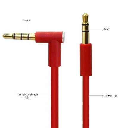 EARLA TEC Replacement Audio Cable Cord Wire with in line Microphone and Control for Beats by Dr Dre Headphones Solo Studio Pro Detox Wireless Mixr Executive Pill (red)