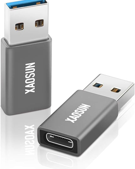 XAOSUN [10Gbps] USB C Female to USB Male Adapter (2-Pack), 3.1 USB A to C Adapter, One-Sided SuperSpeed Data Sync & 100W Fast Charging for iPhone 17/16 Plus Pro Max, Laptop, Charger, Quest Link, etc.