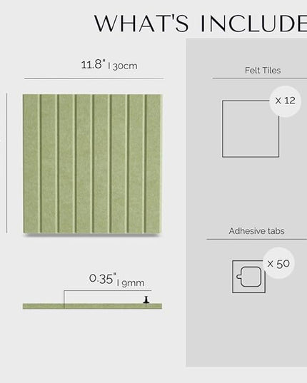 Large Bulletin Board 48"x36" - Office Wall Organizer to Replace your Old Cork Boards for Walls for Office Decor -12-pack Felt Wall Panels to Use in Home Office Decor, Classroom Decor (Avocado)