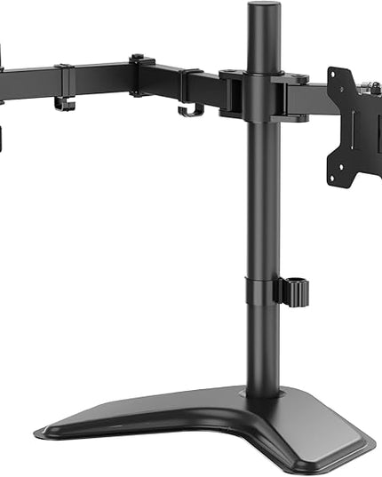 WALI Dual Monitor Stand, Freestanding Full Motion Monitor Desk Mount Fits 2 Screens up to 27 inches, Dual Monitors Arm Fits up to 22lbs, VESA 75x75 100x100 (MF002LM), Black