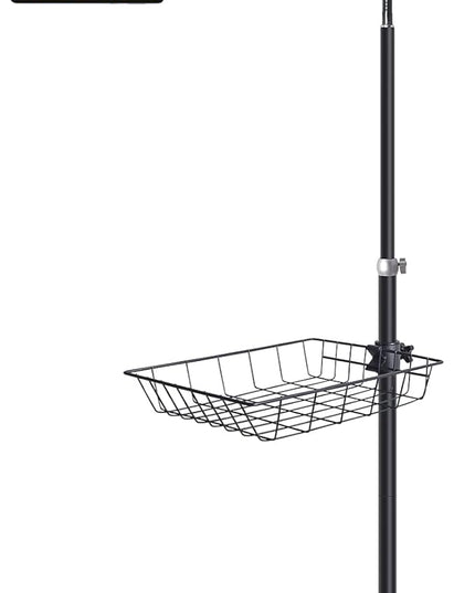 wishacc Adjustable Floor Tablet Stand with Rolling Base, Flexible Gooseneck Mount, Wood Platform, Mobile Device Holder for Indoor Use