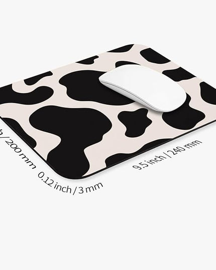 Square Mouse Pad Black Cow Print,Personalized Premium-Textured Custom Mouse Mat Design,Washable Mousepad Cloth,Non-Slip Rubber Base Computer Mouse Pads for Wireless Mouse