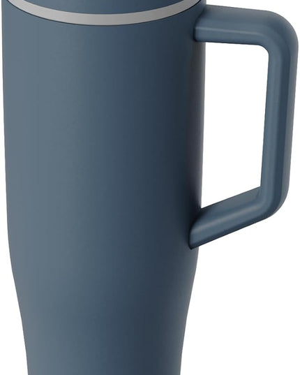 KISSKIND 40 oz Tumbler with Handle and Straw | Lumi Spin Hidden Straw 100% Leakproof Insulated Tumbler | Stainless Steel Water Bottle for Mom, Nurse, Teacher | Blue