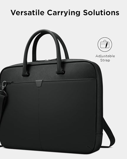 Lenovo 15.6-inch Laptop Bag (T200) - Water Resistant Leather Messenger Bag with Padded Device Compartment – Multi Compartment Professional Handbag with Shoulder Strap for Travel & Business