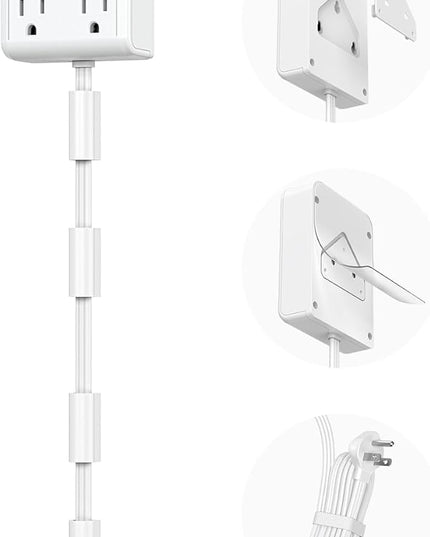 Short Power Strip 3FT - Outlet Extender Stick with 4AC Outlet and 3 USB Ports(1 Type C), Flat Wall Extension Cord with Multiple Outlets Small Surge Protector for Home Office Dorm, White