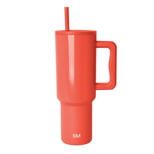 Simple Modern Tumbler with Handle and Straw | 40oz | Red