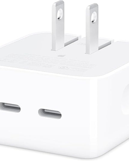 Apple 35W Dual USB-C Port Compact Power Adapter: Fast and Convenient Charging, Type C Wall Charger