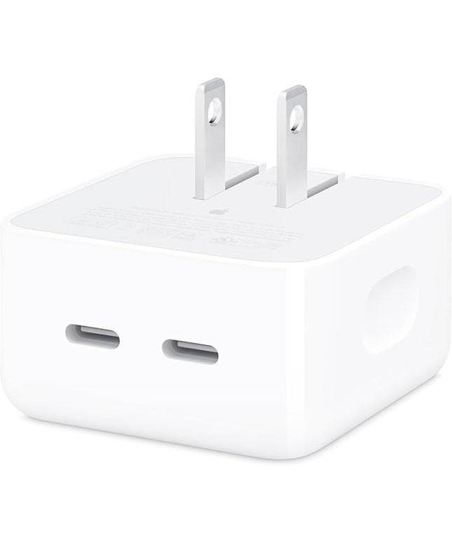 Apple 35W Dual USB-C Port Compact Power Adapter: Fast and Convenient Charging, Type C Wall Charger
