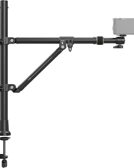 SMALLRIG Triangle Camera Desk Mount, Max. Load 3kg/ 6.6lbs, Overhead Mount with Auxiliary Support Rod, with Phone Holder and Small Ball Head for Camera/Phone/Light/Webcam