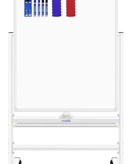 H-Qprobd Magnetic Whiteboard Mobile Dry Erase Board with Stand 40"x28" Double Side Rolling Whiteboards on Wheels for Home, Office & School