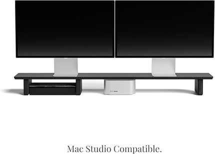 Raico Desk Cockpit Shelf Monitor Stand System Dual Screen Setup Wood Large Desk Accessory Organizer Unit (Black Wood, Full Length v2 | 45.7 Inches)