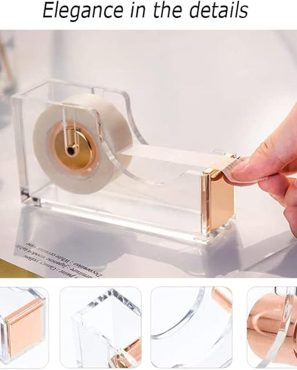 Rose Gold Office Supplies and Accessories, Acrylic Stapler, Staple Remover, Tape Holder, Ballpoint Pen, Scissor, Binder Clips, Staples, Phone Holder, Ruler, Transparent Glue and 300 Notes