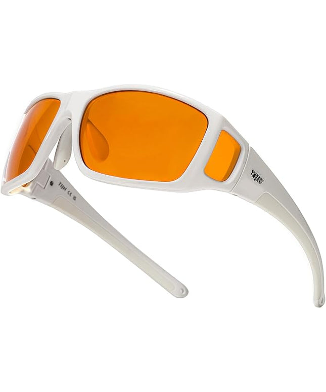 TIJN Sonia Sleep Glasses for Blue & Green Light Blocking,Red Lens with Dual AR Coating,Wraparound Frame for Gaming Screen