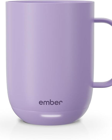 Ember Temperature Control 14oz Smart Mug 2, App-Controlled and Rechargeable Heated Coffee Cup Warmer with Intelligent LED Display, Lavender.