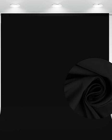 Aimosen 10 x 7 FT Black Backdrop Background for Photography, High Density Polyester Fabric Pure Black Photo Backdrop Curtain Screen Collapsible Seamless for Photoshoot Portraits Party Video Studio