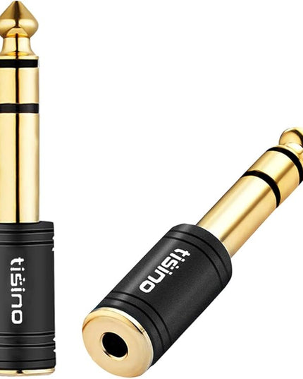 Tisino 3.5mm to 1/4 Stereo Adapter, 1/8 inch Female to 1/4 inch Male Aux Jack Converter Headphone Adapter - Black, 1PCS