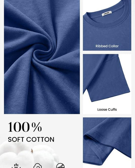 COOFANDY Men's Cotton T-Shirts Oversized Shirt Short Sleeves Streetwear Loose Fit Summer Tee Tops Washed Basic Unisex Shirts
