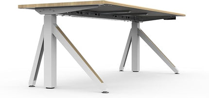 DEZCTOP Revon Pro Electric Standing Desk, 71" x 31.5" Large Work Surface, Height Adjustable (27.6"-47.2"), Sturdy Keel Frame, with Magnetic Modular System, Anti-Collision, Oak for Home Office