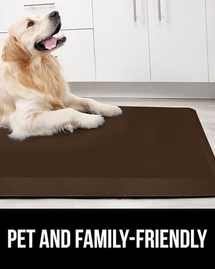 GORILLA GRIP Comfortable Cushioned Kitchen Mats for Floor, 48x20, Waterproof and Stain Resistant Soft Top, 3/4 Inch Thick Ergonomic Standing Desk Anti Fatigue Mat, Foam Supports Ankles and Feet, Brown