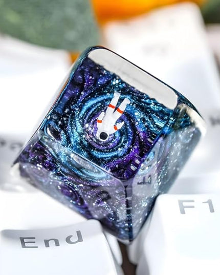 Aesthetic Galaxy Astronaut Artisan Keycap R1 SA Profile Custom Astronauts Keycaps 1U ESC Space Explorer Handmade Gaming Resin Key Cap Cherry MX Switch Compatible Mechanical Keyboard Space Lover Gift