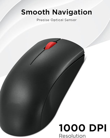 Lenovo Wireless Mouse (WL150) - 2.4G Nano USB-A Ambidextrous Ergonomic Mouse – 3-Million Clicks, 1,000 DPI – Portable Compact Cordless Design - Computer & Laptop Accessories