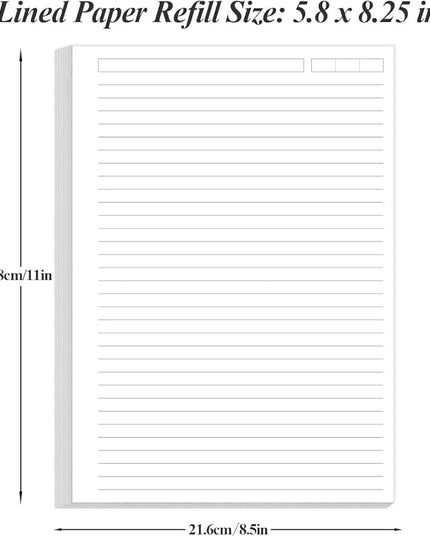 Unpunched Lined Refill Paper - A5 Loose Leaf Paper for Ring Binder/Discbound Notebook Planner Inserts, 100 Sheets/200 Pages,100gsm Ruled White Pages, 5.8" x 8.25”